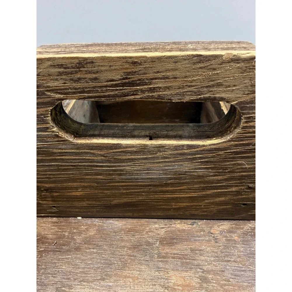 Primitive Stained Wood Caddy 4 Compartment Tool Box Garden Organizer Tote